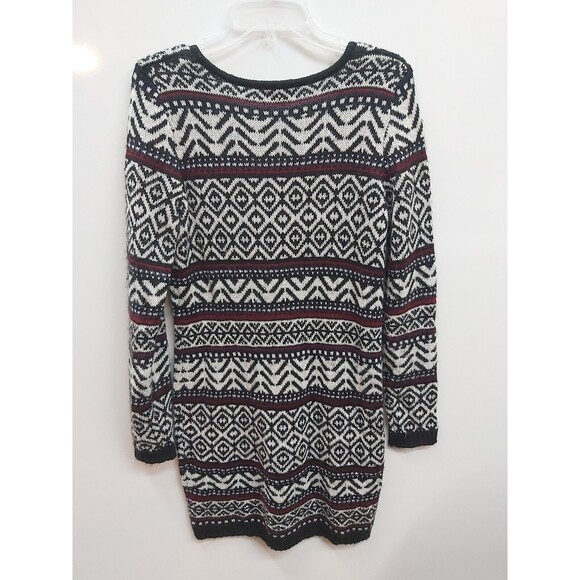 C Women's  Black And White Mid Length Sweater Dress Size Medium - Picture 2 of 9